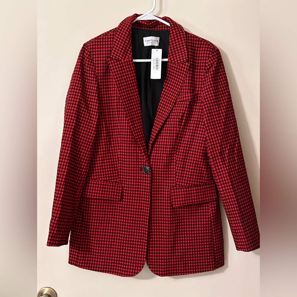 Lively Women's Red Checkered Blazer